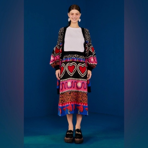 Farm Rio Graphic Elements Ainika Midi Printed Sweater Skirt - Picture 6 of 6